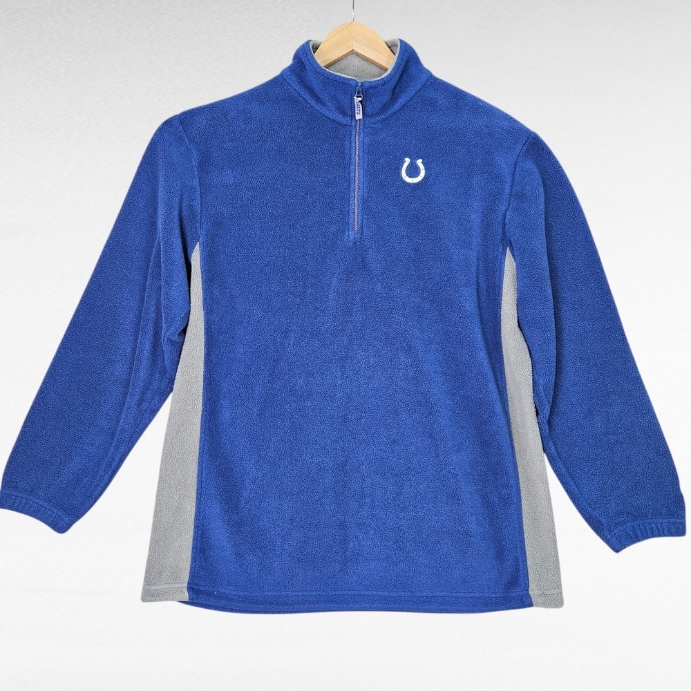 Indianapolis Colts NFL Men's Large Blue Fleece 1/4‎ Zip Pullover Sweatshirt